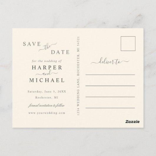 mariage rose champagne enregistrer la date carte p (Dos)
