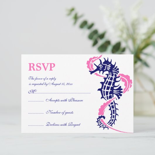 Mariage rose chaud, bleu hippique et algues, RSVP (Debout devant)
