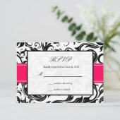 Mariage rose chaud et noir tourbillon RSVP (Debout devant)