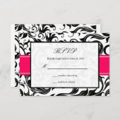Mariage rose chaud et noir tourbillon RSVP (Devant / Derrière)