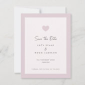 Mariage rose Coeur Design Enregistrer la carte de  (Devant)