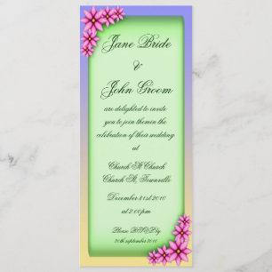 Mariage rose de Plumeria, invitation verticale