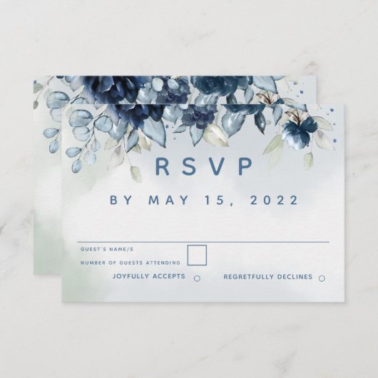 Mariage Rose en cascade RSVP Pas de carte de choix (Devant / Derrière)