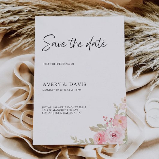 Mariage rose Enregistrer la date Invitation