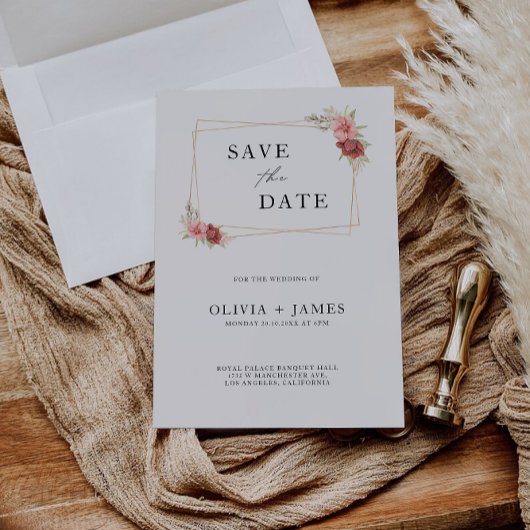 Mariage rose Enregistrer la date Invitation