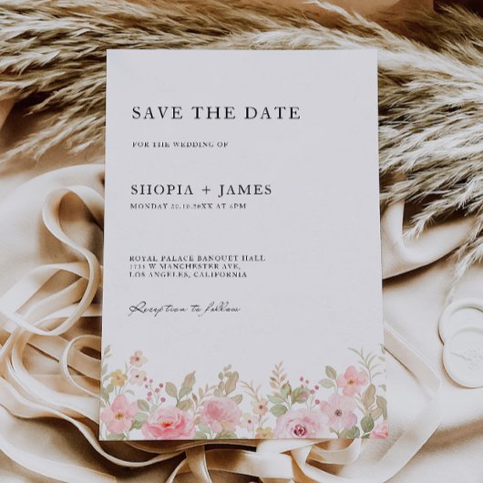 Mariage rose Enregistrer la date Invitation