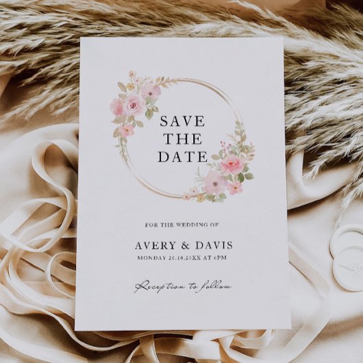 Mariage rose Enregistrer la date Invitation