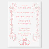 Mariage rose Enregistrer La Date Magnet Bells (Recto)