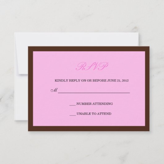 Mariage rose et Brown RSVP (Devant)