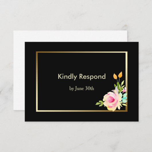 Mariage rose et Gold Frame RSVP (Devant / Derrière)