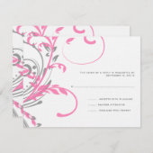 Mariage rose et gris double floral RSVP (Devant / Derrière)