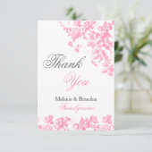 Mariage rose et gris merci cartes Mariage set (Debout devant)