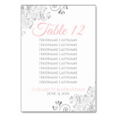 Mariage rose et gris Numéro de table avec tableau (Dos)