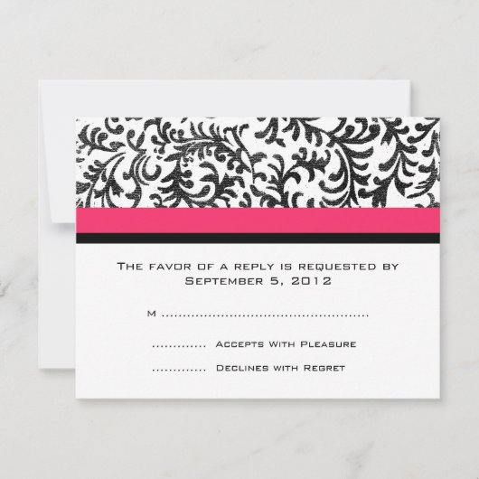 Mariage rose et noir chaud RSVP (Devant)