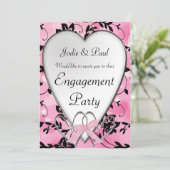 Mariage rose et noir de coeur - invitation de (Debout devant)