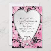 Mariage rose et noir de coeur - invitation de (Dos)