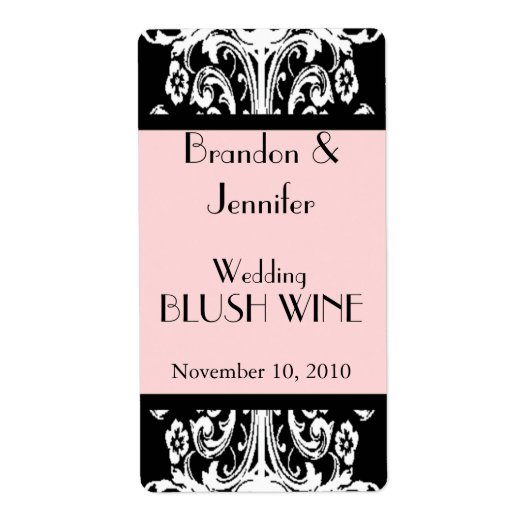 Mariage rose et noir  Mini Étiquettes de vin (Devant)