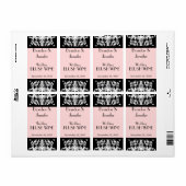 Mariage rose et noir  Mini Étiquettes de vin (Feuille entière)