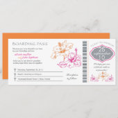 Mariage rose et orange de carte d'embarquement de (Devant / Derrière)