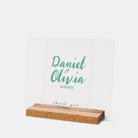 Mariage rose et vert ondulé (Angle)