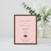 Mariage rose faire-part chêne enregistrer la date (Debout devant)