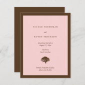 Mariage rose faire-part chêne enregistrer la date (Devant / Derrière)