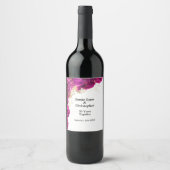 Mariage rose Floral Anniversaire Étiquette de vin (Devant)