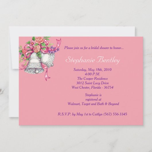 Mariage rose Floral Bells Invitation de douche nup (Devant)