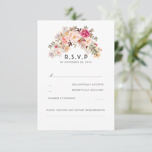 Mariage rose floral RSVP (Debout devant)