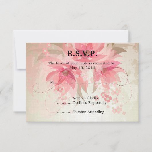 Mariage rose floral RSVP (Devant)