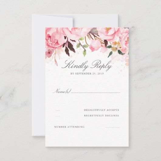 Mariage rose floral RSVP (Devant)