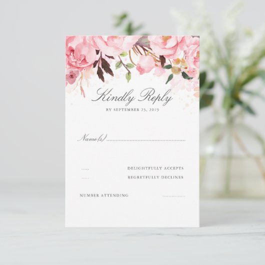 Mariage rose floral RSVP (Debout devant)