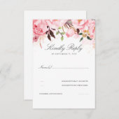Mariage rose floral RSVP (Devant / Derrière)