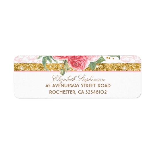 Mariage rose floral vintage de charme de étiquette d'adresse retour