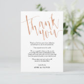 Mariage rose Gold Carte de remerciements (Debout devant)