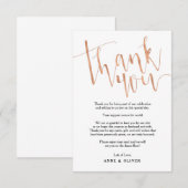 Mariage rose Gold Carte de remerciements (Devant / Derrière)