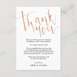Mariage rose Gold Carte de remerciements