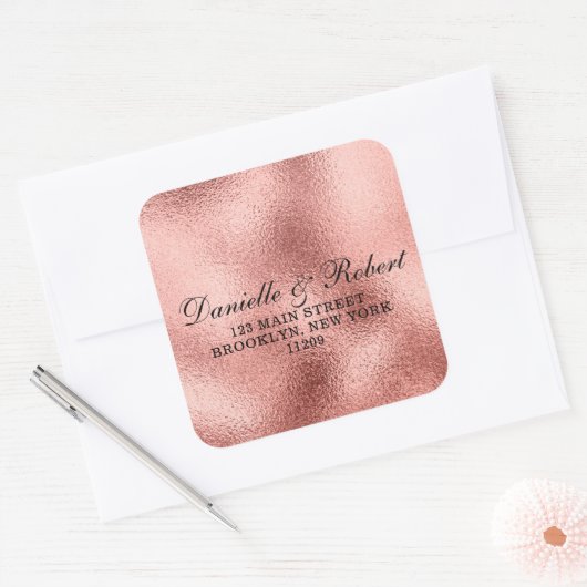 Mariage rose Gold Foil Adresse de retour Étiquette (Enveloppe)