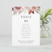 Mariage rose Gold Tableau 10 Carte graphique de si (Debout devant)