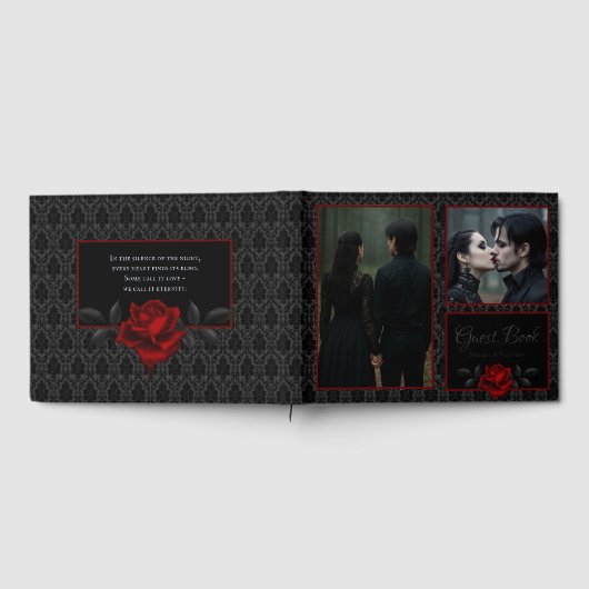 Mariage Rose Gothique Noir Damassé (Complet)