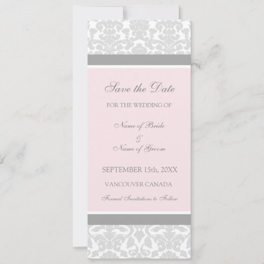 Mariage rose gris Enregistrer la carte de date (Devant)