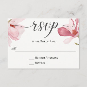 Mariage rose Magnolias aquarelle RSVP