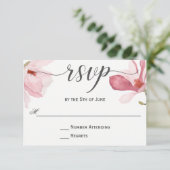 Mariage rose Magnolias aquarelle RSVP (Debout devant)