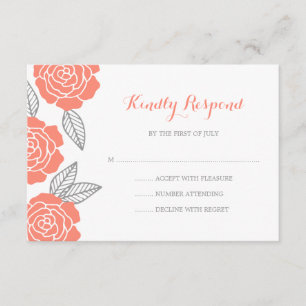 Mariage Rose moderne gris et corail RSVP