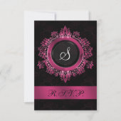 mariage rose monogramme RSVP standard 3,5 x 5 (Devant)