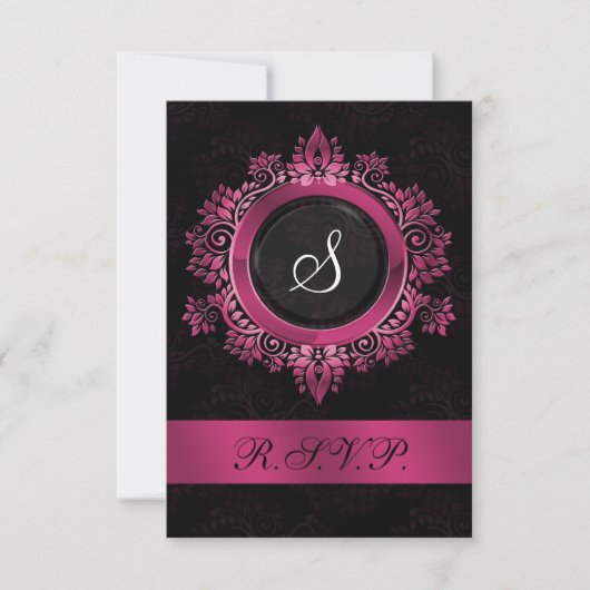 mariage rose monogramme RSVP standard 3,5 x 5 (Devant)