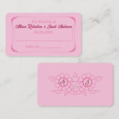 Mariage rose Numéro de table Carte de place (Devant / Derrière)