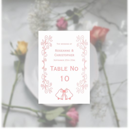 Mariage rose Numéro de table Cartes Vols Défilemen