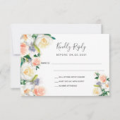 Mariage rose or fleurons blancs RSVP (Devant)