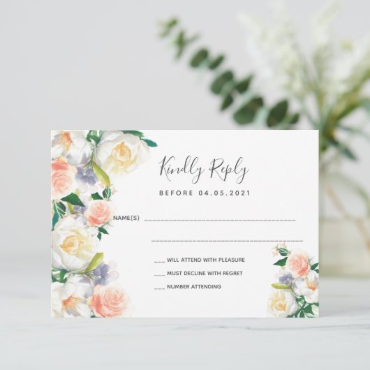 Mariage rose or fleurons blancs RSVP (Debout devant)